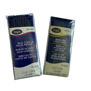 Wrights Bias Tape Piping 2.5Y  and Iron-On Hem‎ Tape 3Y  Packages NEW Navy Blue